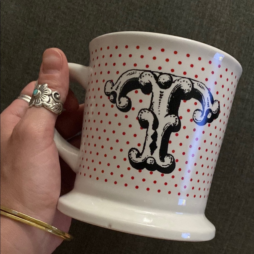 🌼 Monogrammed Polka Dot Mug Home Essentials and Beyond Monogram Collection